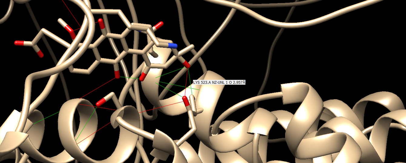 Molecular docking model of a candidate anticancer compound